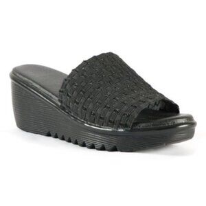 Heal USA Abby Black Wedge Slide - Size 9